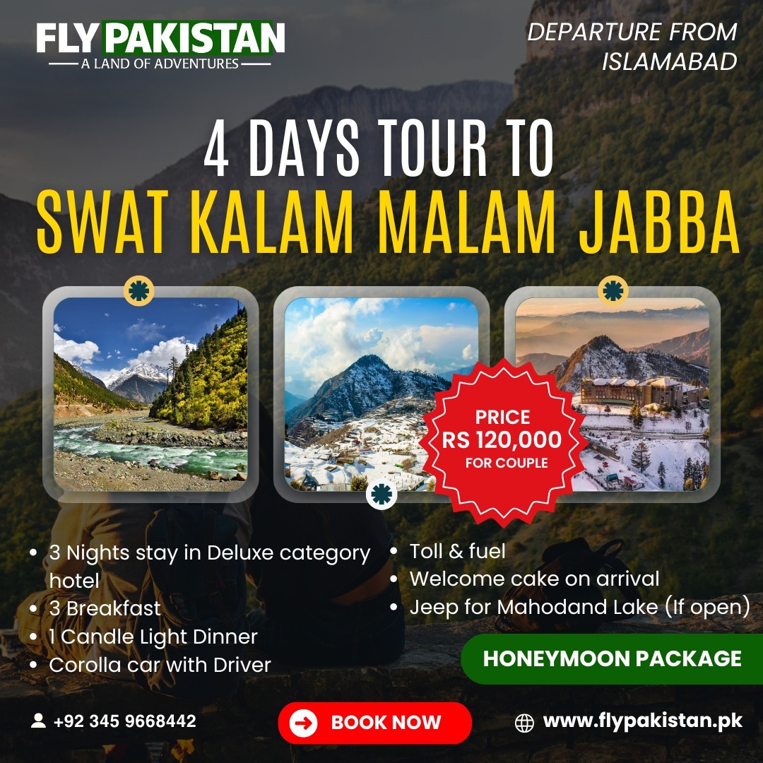 Book Deal 4 Days Tour To Swat Kalam Malam Jabba